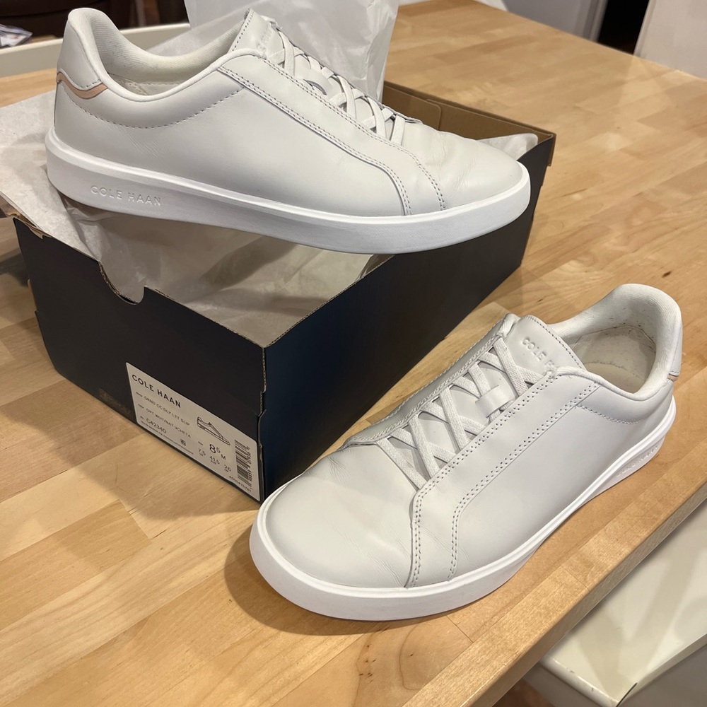 SLIP-ON. Worn once! Cole Haan White Slip-On Sneakers. Original box! - Picture 11 of 14
